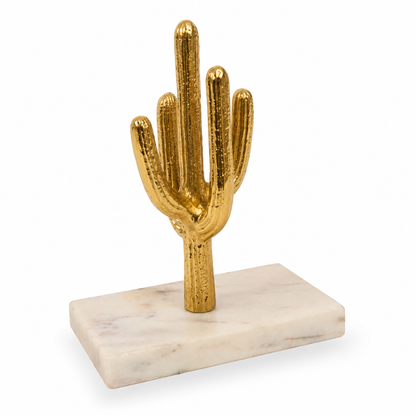 Golden Cactus Decorative Showpiece