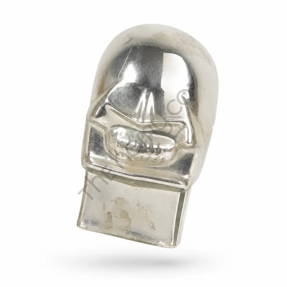 Modern abstract silver glass face sculpture for contemporary home and office tabletop decor. - 2