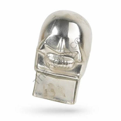 Modern abstract silver glass face sculpture for contemporary home and office tabletop decor. - 2