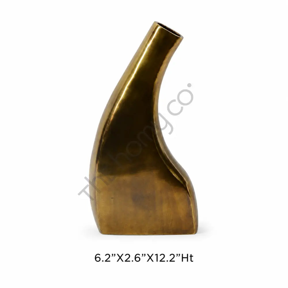 Modern abstract gold sculptural flower vase with a sleek metallic finish for contemporary home decor. - 3