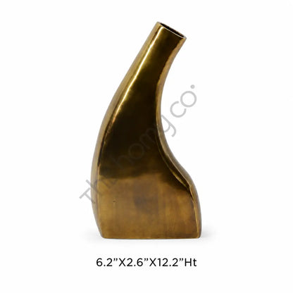 Modern abstract gold sculptural flower vase with a sleek metallic finish for contemporary home decor. - 3