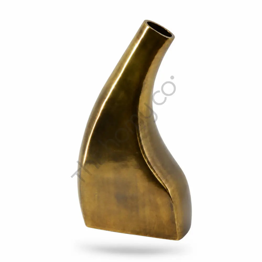 Modern abstract gold sculptural flower vase with a sleek metallic finish for contemporary home decor. - 2