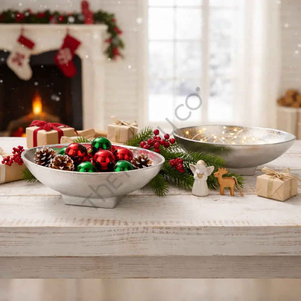 Modern Centerpiece Bowl | Decorative Serving Bowl for Dining Table & Coffee Table - Wooden Bowl