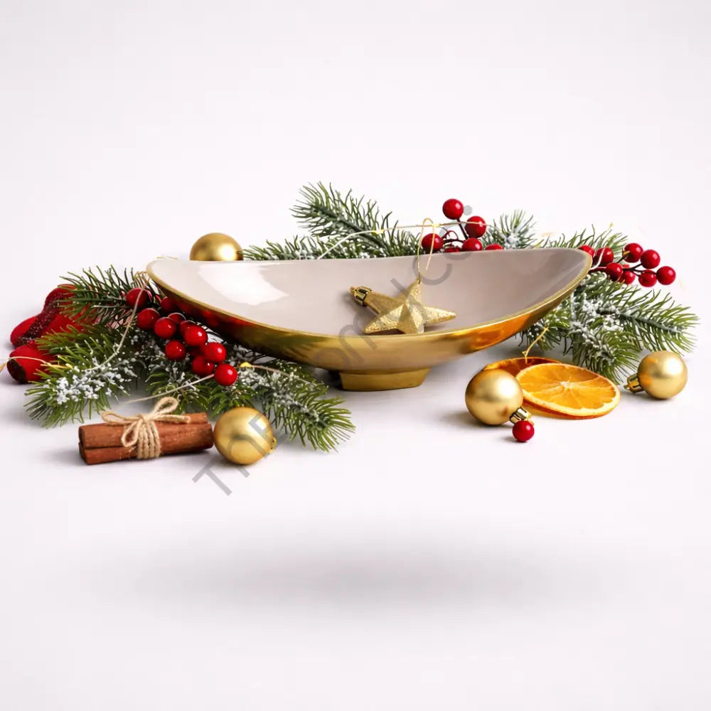 Modern Decorative Metal Serving Bowl – Gold Finish Minimal Centerpiece Bowl for Home Decor
