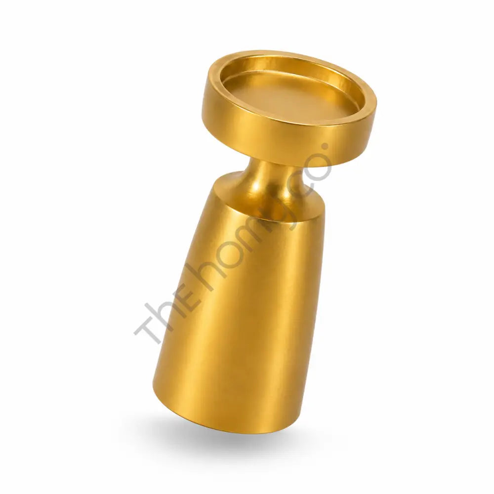 Modern gold minimalist metal candle holder with a sleek silhouette and metallic finish for elegant home decor. - 2