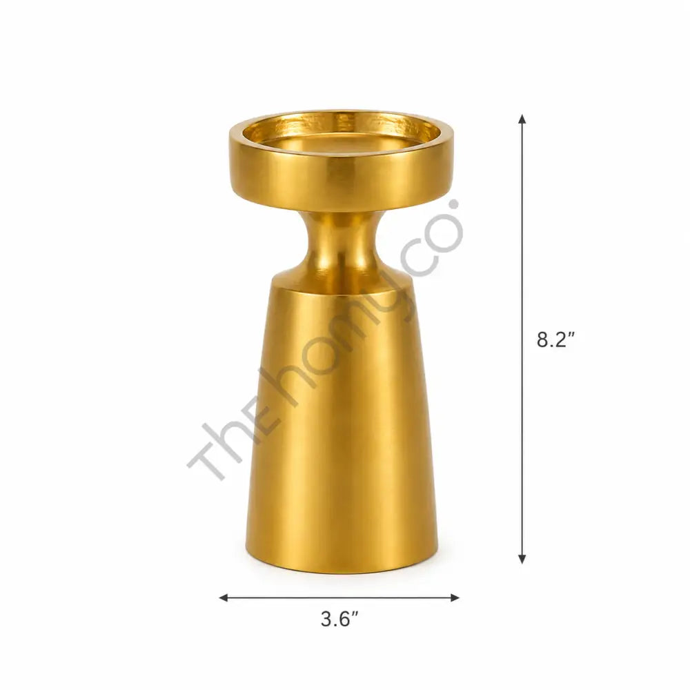 Modern gold minimalist metal candle holder with a sleek silhouette and metallic finish for elegant home decor. - 3