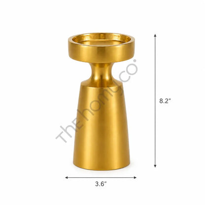 Modern gold minimalist metal candle holder with a sleek silhouette and metallic finish for elegant home decor. - 3