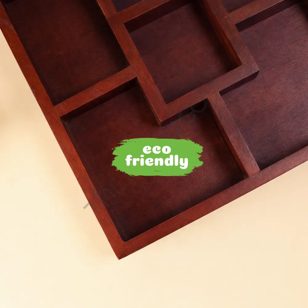 Multi-compartment wooden serving platter and snack tray for appetizers and nuts. - 4