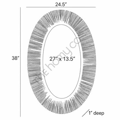Perseus Oval Sunburst Wall Mirror | Decorative Metal Frame - Mirrors