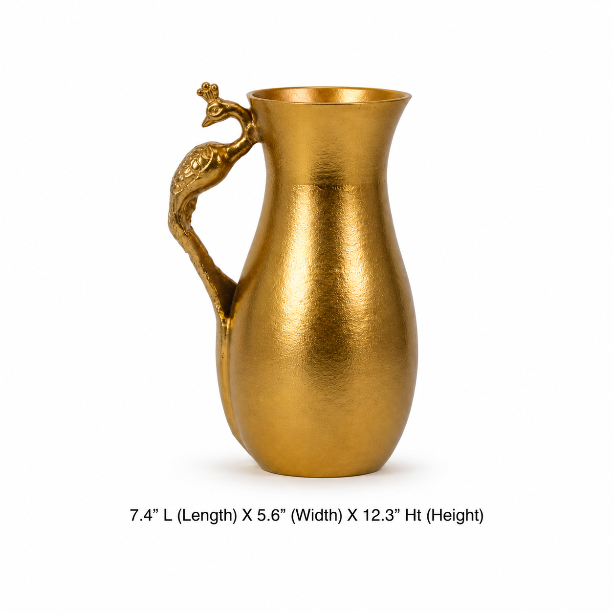 Luxury Gold Metal Pitcher Vase with Peacock Handle