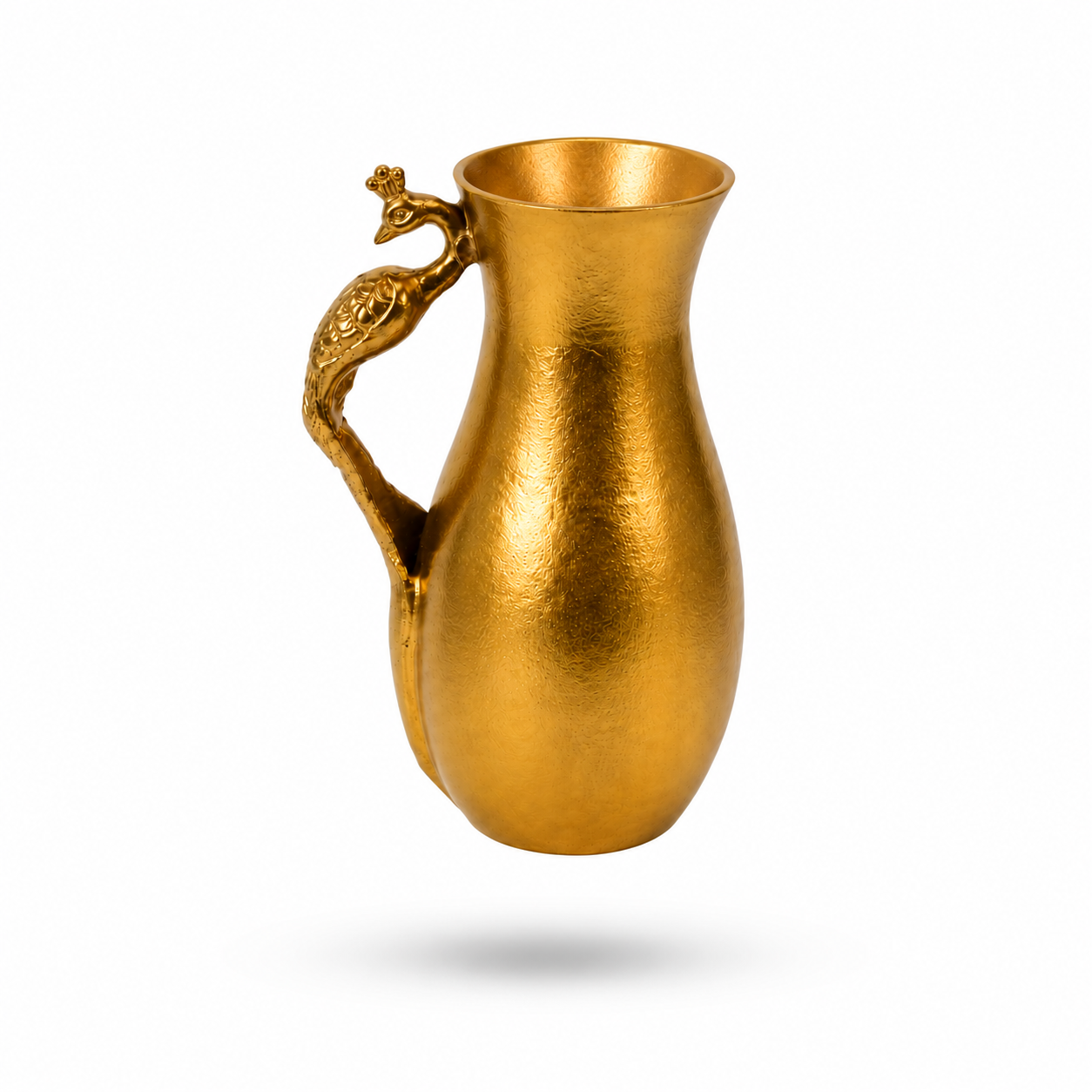Luxury Gold Metal Pitcher Vase with Peacock Handle