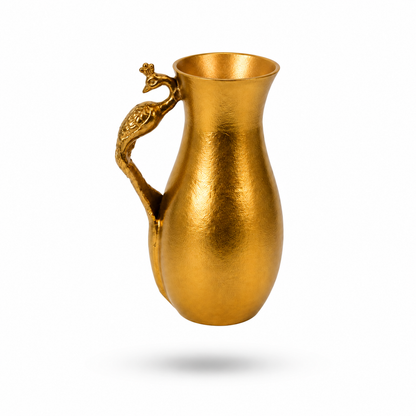 Luxury Gold Metal Pitcher Vase with Peacock Handle