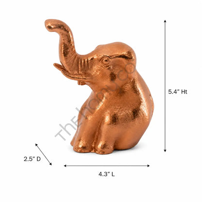 Elegant rose gold elephant figurine with raised trunk for luck and prosperity home decor. - 2