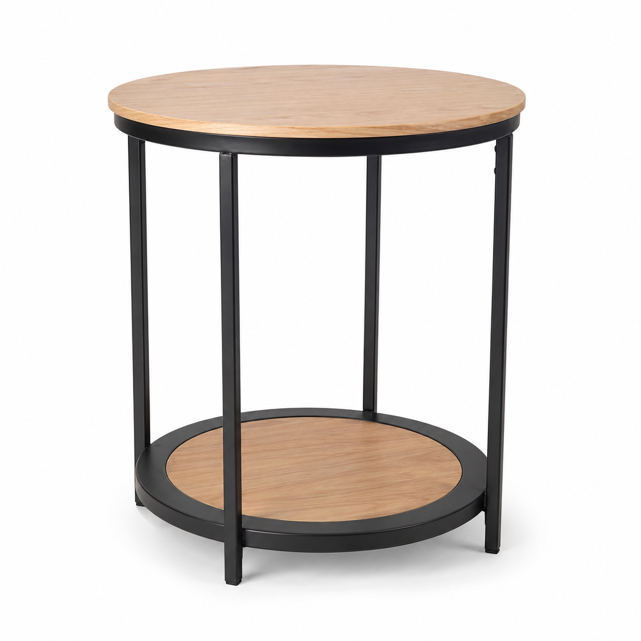2-Tier Round End Table with Storage Shelf
