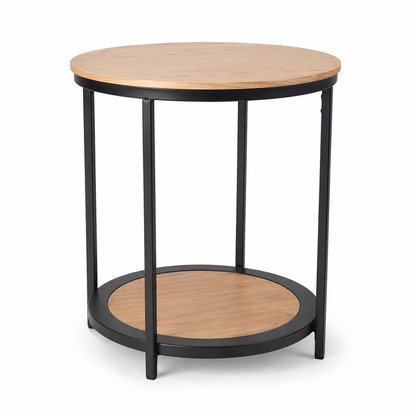 2-Tier Round End Table with Storage Shelf