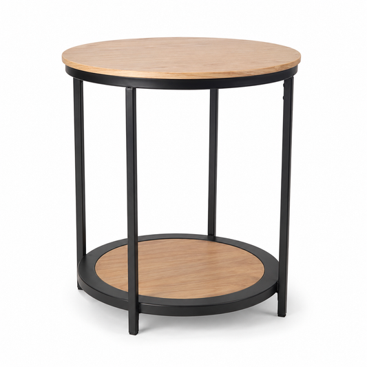 2-Tier Round End Table with Storage Shelf