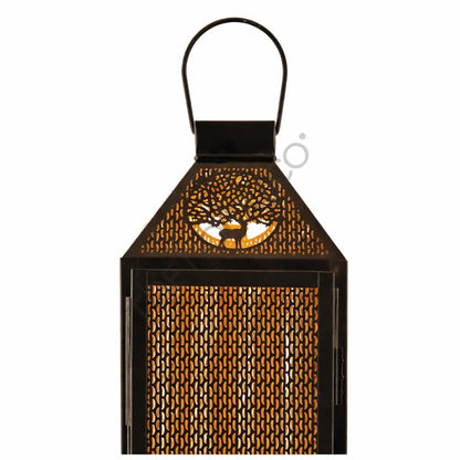 Rustic Deer Cutout Lantern – Metal Candle Holder for Tabletop Home & Garden Decor (12 & 15.5 Inch)