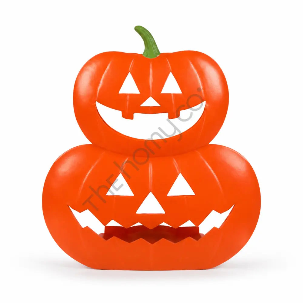 Stacked orange jack-o-lantern pumpkin decoration for Halloween home decor.