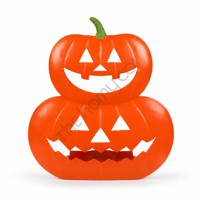 Stacked orange jack-o-lantern pumpkin decoration for Halloween home decor.