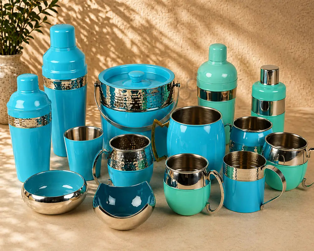 Stainless Steel Lined Barware Set with Trays Holders etc. | Customisation Available - Bar