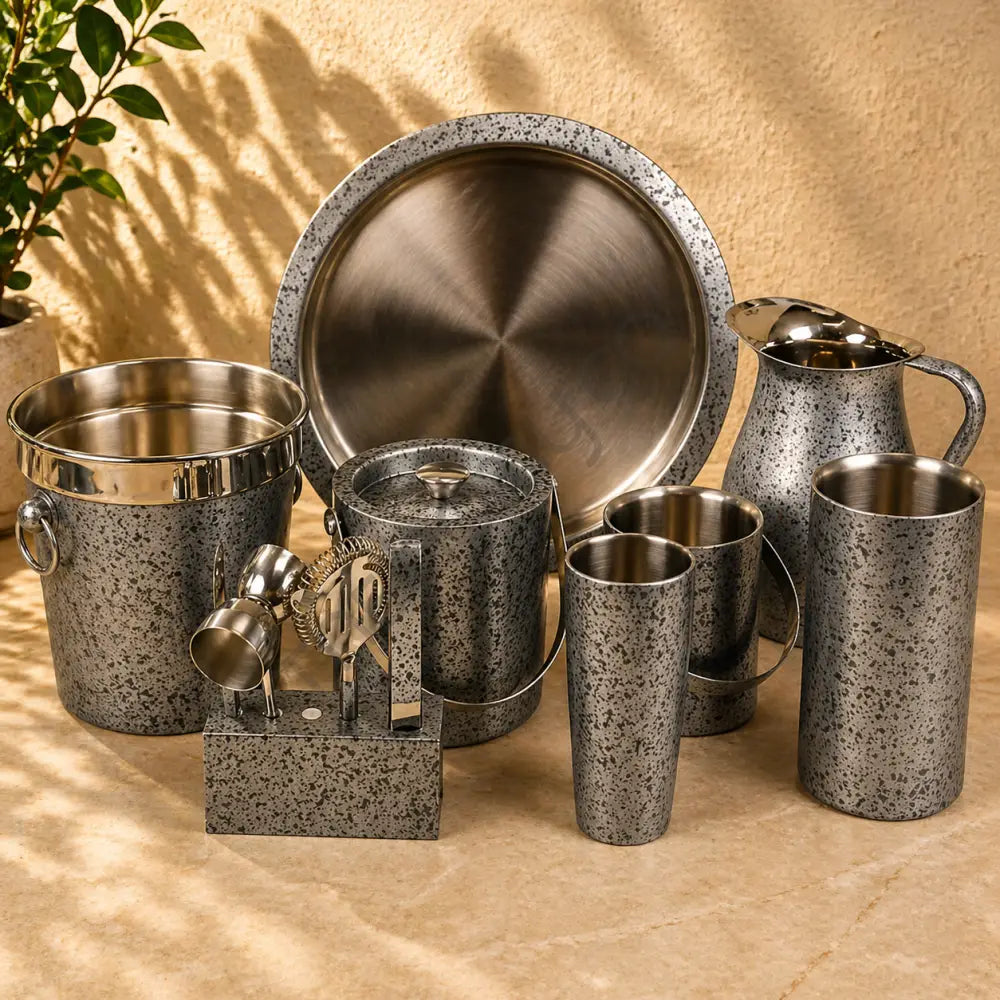 Stainless Steel Lined Barware Set with Trays Holders etc. | Customisation Available - Bar