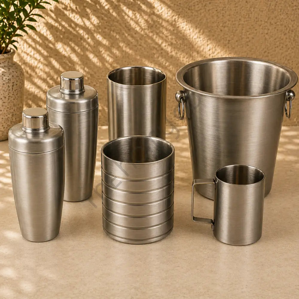 Stainless Steel Lined Barware Set with Trays Holders etc. | Customisation Available - Bar