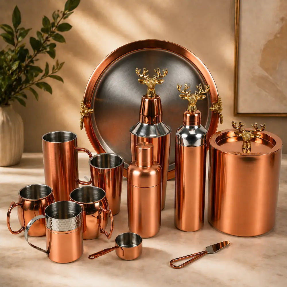 Stainless Steel Lined Barware Set with Trays Holders etc. | Customisation Available - Bar