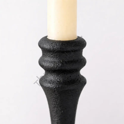 Traditional Black Candle Holder Set | Metal Taper Candle Stand for Dining Table Decor - Candle Holders