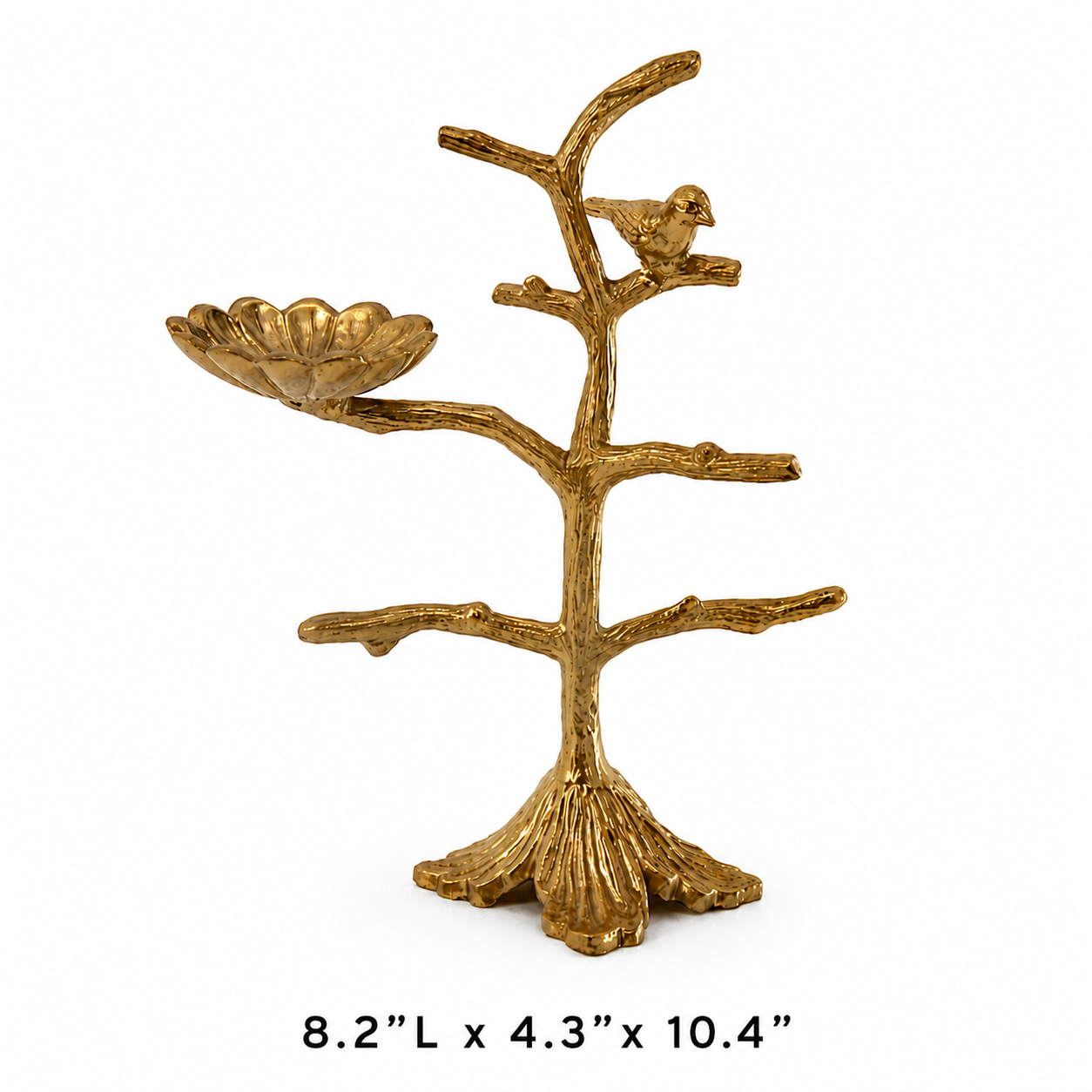 Gold Tree Jewelry Holder with Bird & Tray