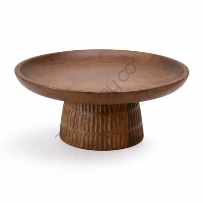 Wooden Cake Stand with Pedestal | Mango Wood Walnut Finish - Stands