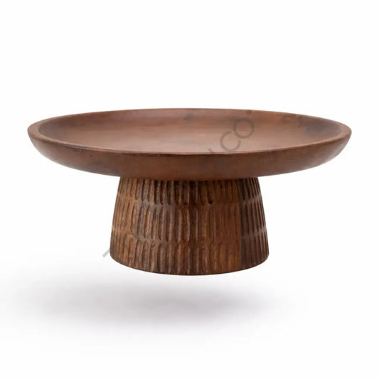 Wooden Cake Stand with Pedestal | Mango Wood Walnut Finish - Stands