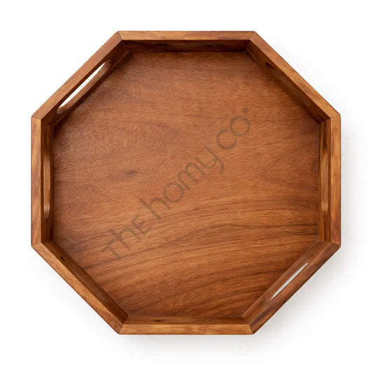 Wooden Hexagon Serving Tray with Handles | Wooden Serving Tray - Wooden Tray