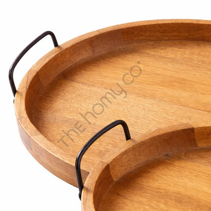 Wooden Serving Tray Set | Serving Platters with Handles - Wooden Tray
