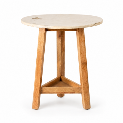 Round Marble Top Accent Side Table