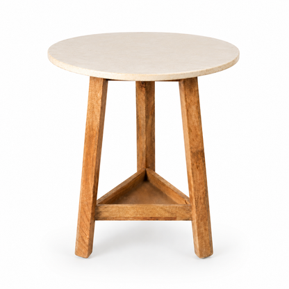Round Marble Top Accent Side Table