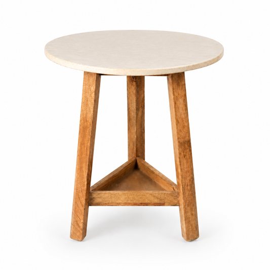 Round Marble Top Accent Side Table