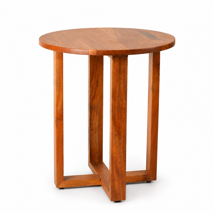 Solid Wood Round Accent Side Table
