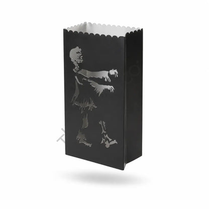Black metal zombie silhouette Halloween lantern treat bag for spooky indoor decor. - 2
